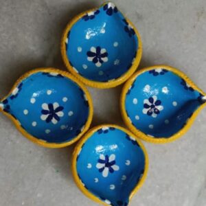 Blue Petal Diyas – "Drops of Joy" (Set of 4)
