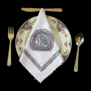 Madhubani Grace Hand-Painted Dinner Napkin