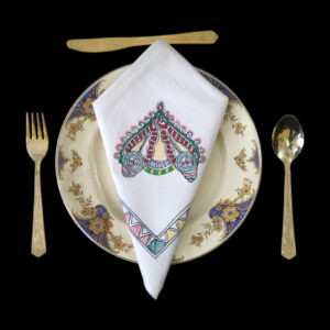 Madhubani Heritage Hand-Painted Dinner Napkin