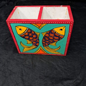 Twin Fish Wooden Pen Stand