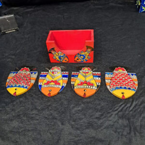 Madhubani Muse Wooden Coaster Set (4 pcs)