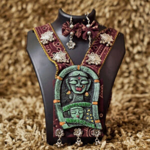 Tribal Muse Statement Necklace Set – Green & Maroon