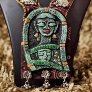 Tribal Muse Statement Necklace Set – Green & Maroon