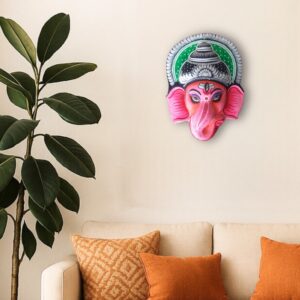 Purulia Chhau Ganesha Mask – Pink Devotion Edition