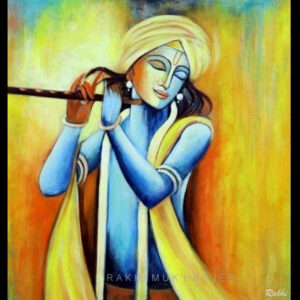 Melody Divine – Krishna Acrylic Painting by Rakhi Mukherjee