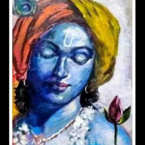 Krishna Tranquil – Mixed Media Painting by Rakhi Mukherjee