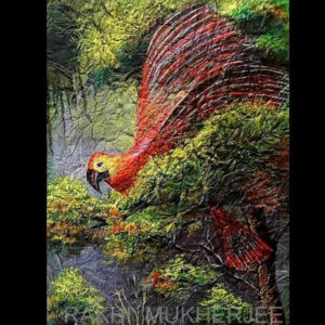 Crimson Flight – Handcrafted Acrylic Painting on Canvas