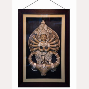 Divine Maa Durga Wall Art Jute-wood [pāṭa-kāhihi] , Dry dry tube of jute tree Eco Sculpture