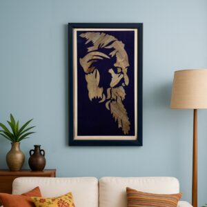 Vertical Rabindranath Tagore Wall Art – Handcrafted on Kachuripana Leaf