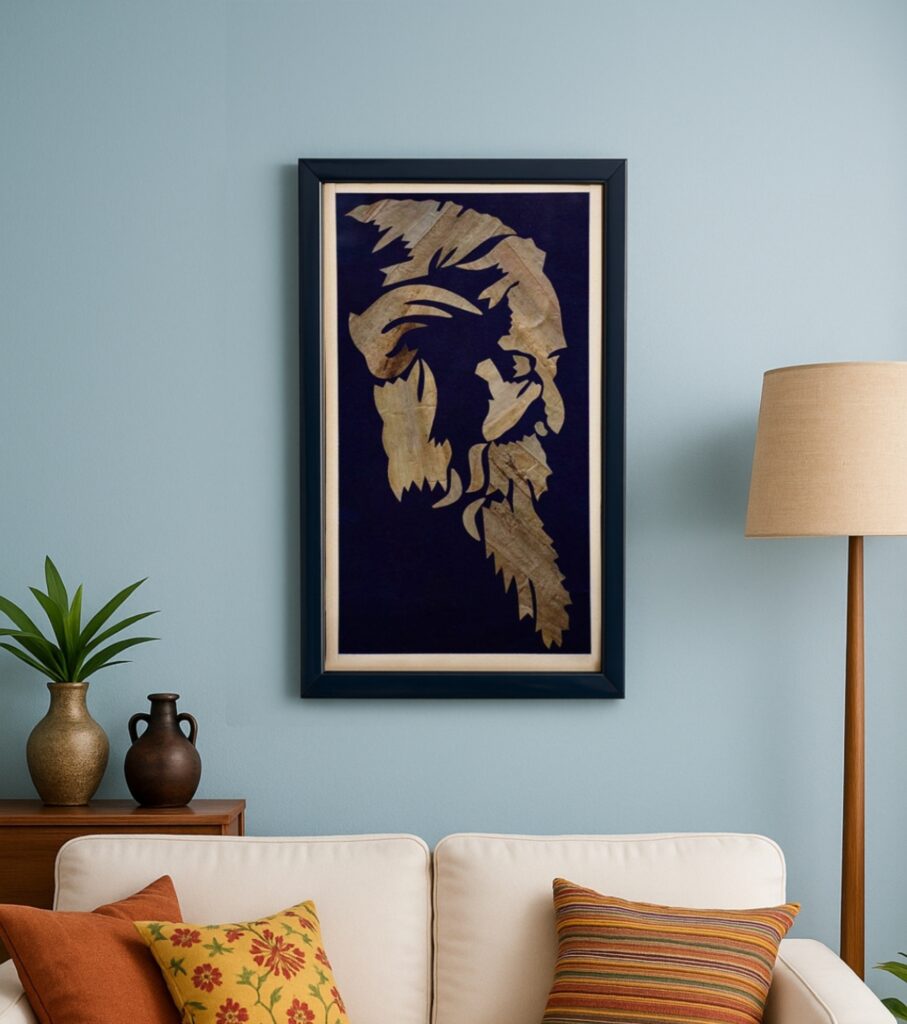 Vertical Rabindranath Tagore Wall Art – Handcrafted on Kachuripana Leaf