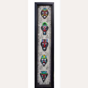 5 Tribal Face Wall Art Panel – Handcrafted inspired from tribal art