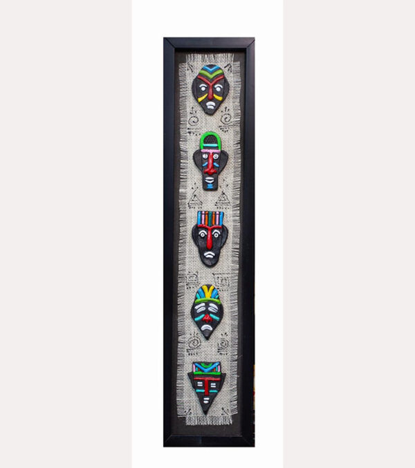 5 Tribal Face Wall Art Panel – Handcrafted inspired from tribal art