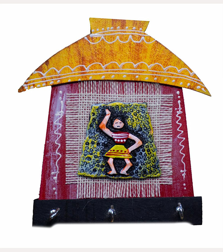 Handcrafted Bengal Hut Wall Hanging with Tribal Lady – Jute art