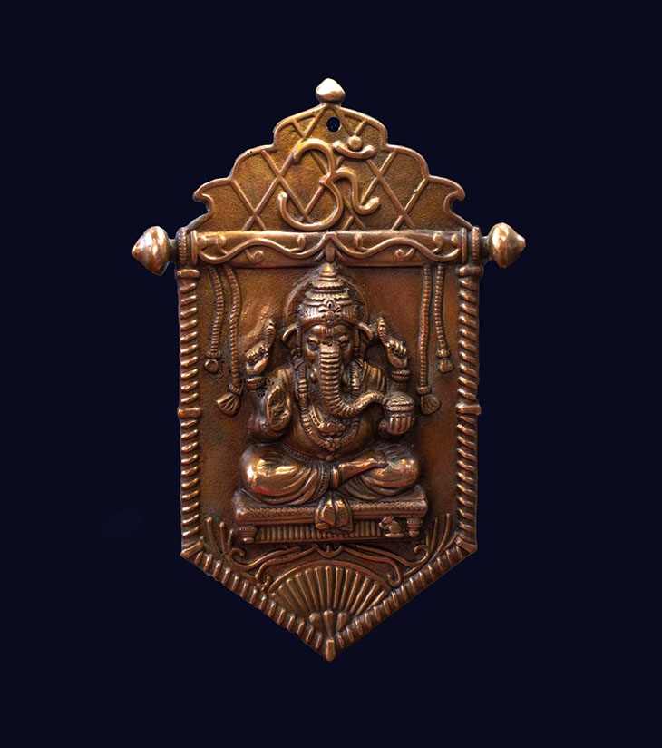 Antique Brass Ganesha Wall Plaque