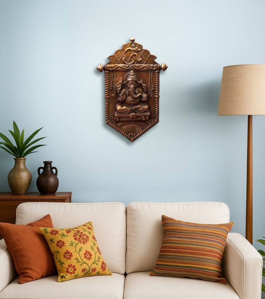 Antique Brass Ganesha Wall Plaque