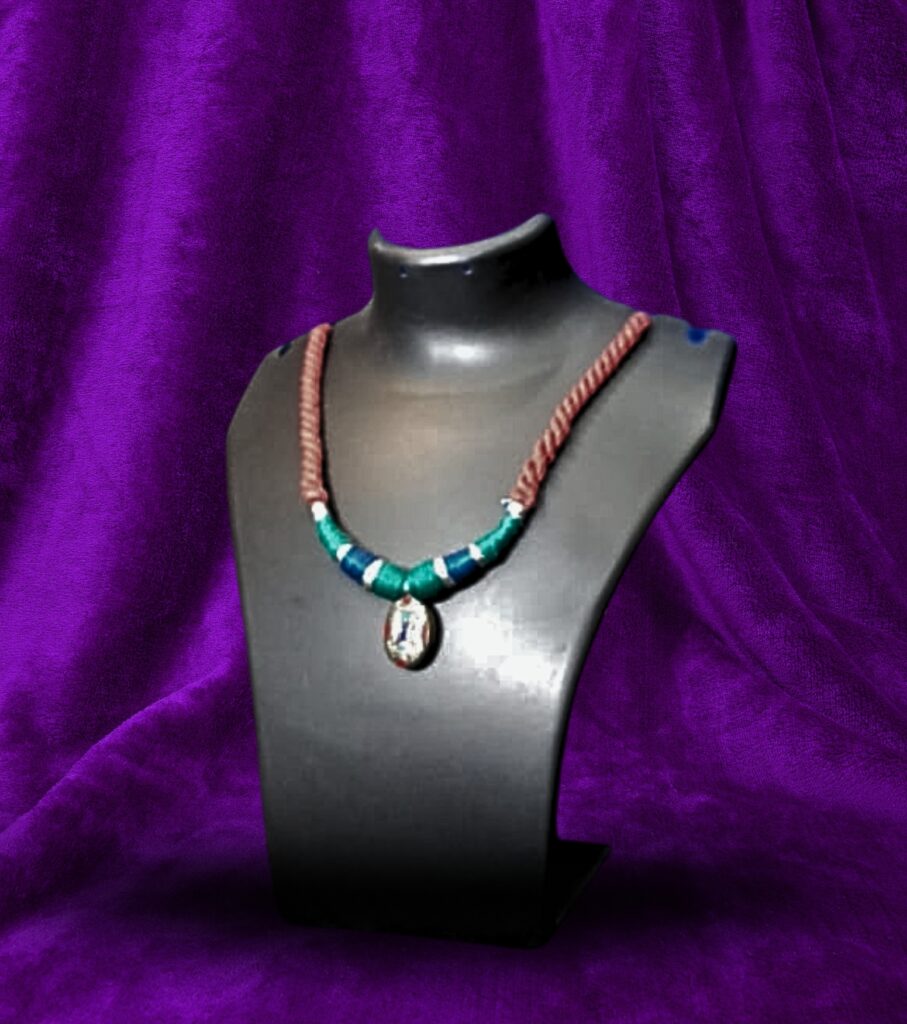Boho Charm Thread Necklace with Painted Pendant