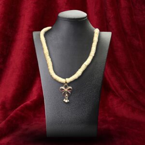 Rustic Charm Hemp Necklace with Floral Ghungroo Pendant