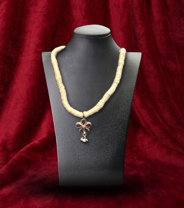 Rustic Charm Hemp Necklace with Floral Ghungroo Pendant