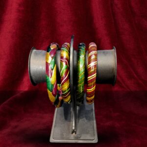 Festive Swirl Hand-Painted Lac Bangles Set – Multicolor