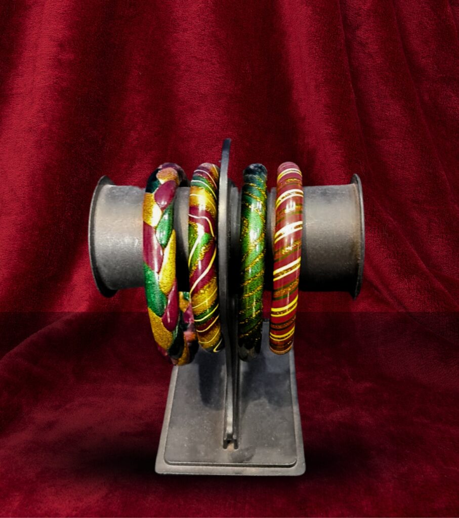 Festive Swirl Hand-Painted Lac Bangles Set – Multicolor