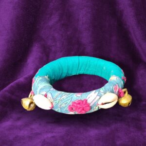 Handcrafted Sky Blue Kori & Ghungroo Bangle – Boho Chic Vibe