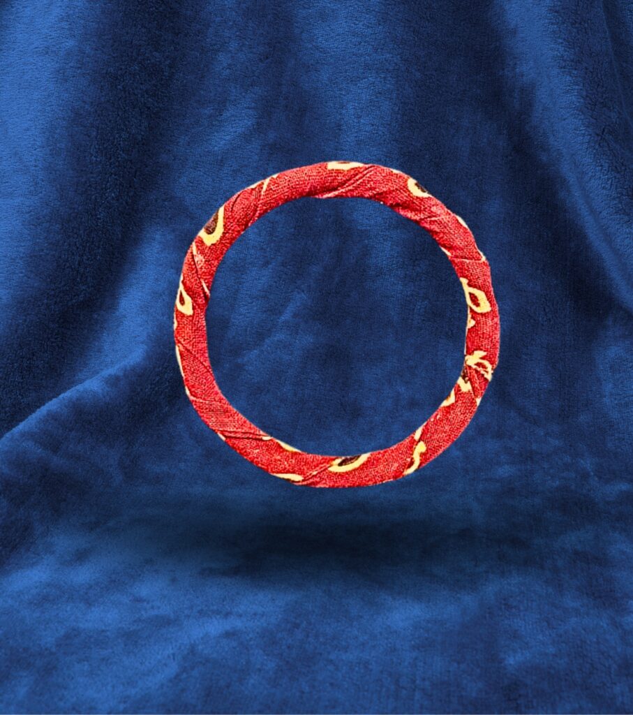 Rustic Charm Brick Fabric Bangle – Handcrafted Elegance