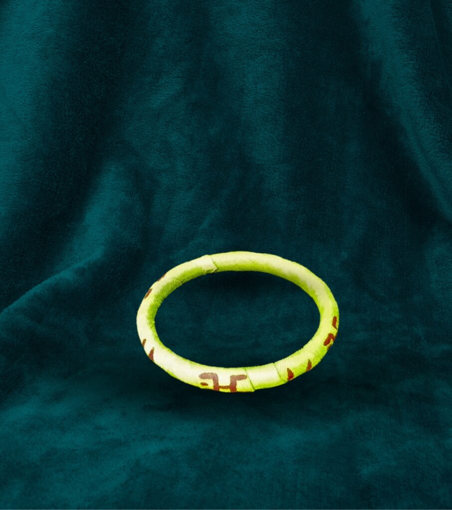 Lime Aura Fabric Bangle – Artfully Hand-Painted Elegance