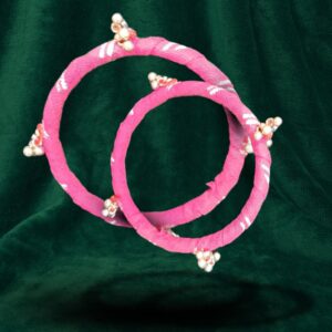 Panch Mishali Pink Jhumko Fabric Bangle