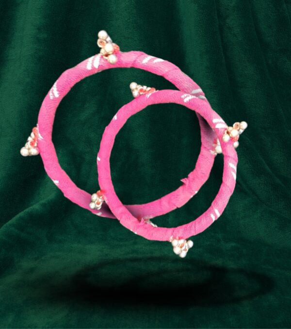 Panch Mishali Pink Jhumko Fabric Bangle