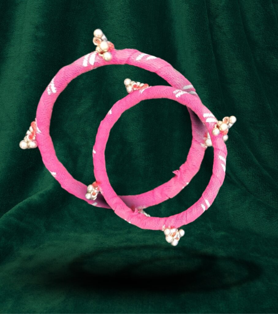 Panch Mishali Pink Jhumko Fabric Bangle