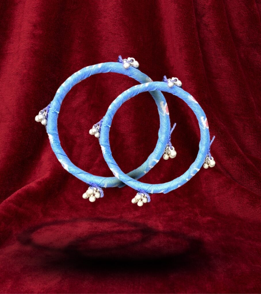 Panch Mishali Blue Jhumko Fabric Bangle
