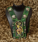 Nritya Kala Handpainted Green Fabric Necklace Set