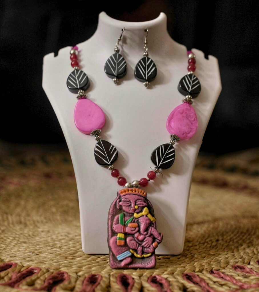 Forest Devi Clay Pendant Set