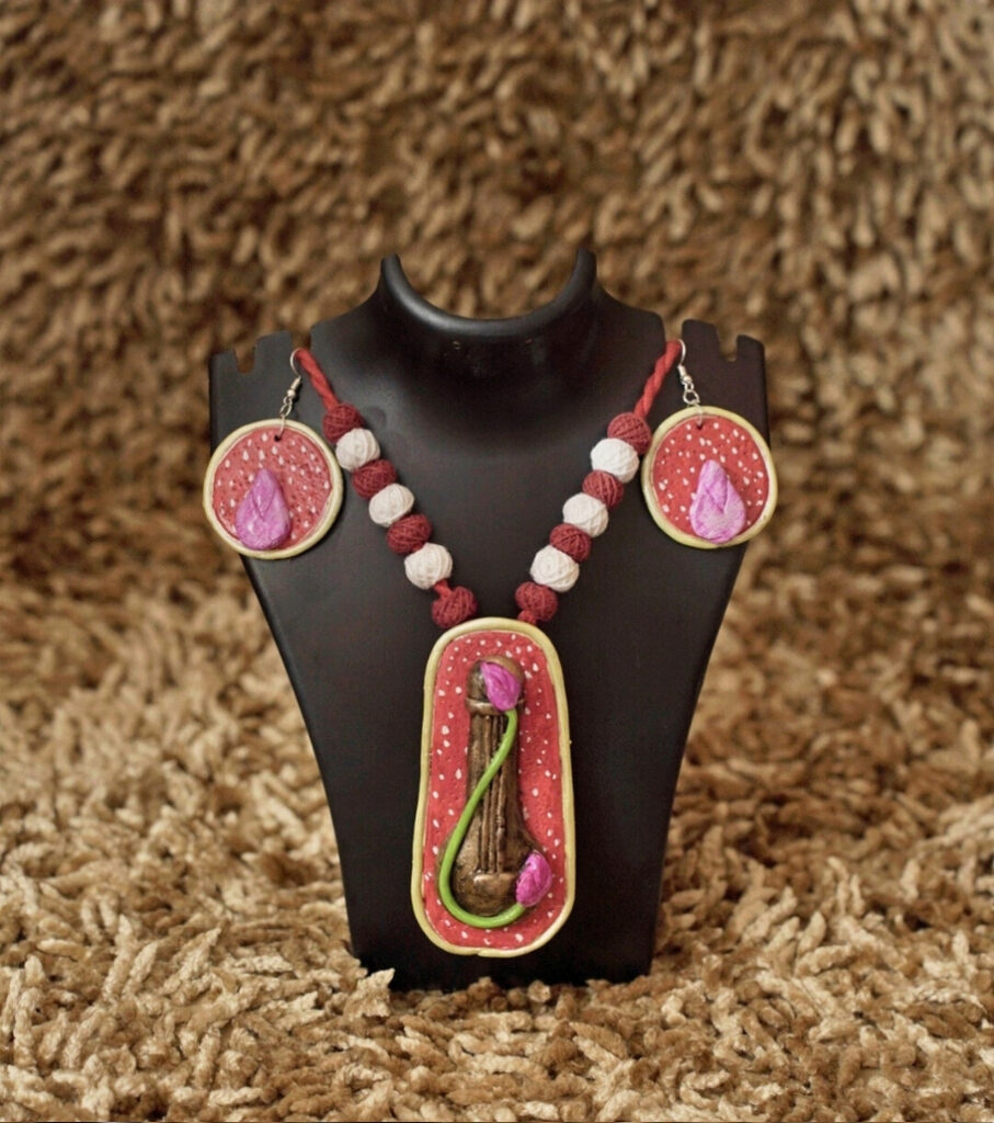 Divine Bloom Shivling Necklace Set – Red Edition