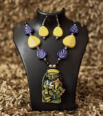 Tribal Tales Terracotta Necklace Set – Yellow & Indigo Edition
