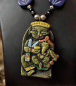 Tribal Tales Terracotta Necklace Set – Yellow & Indigo Edition