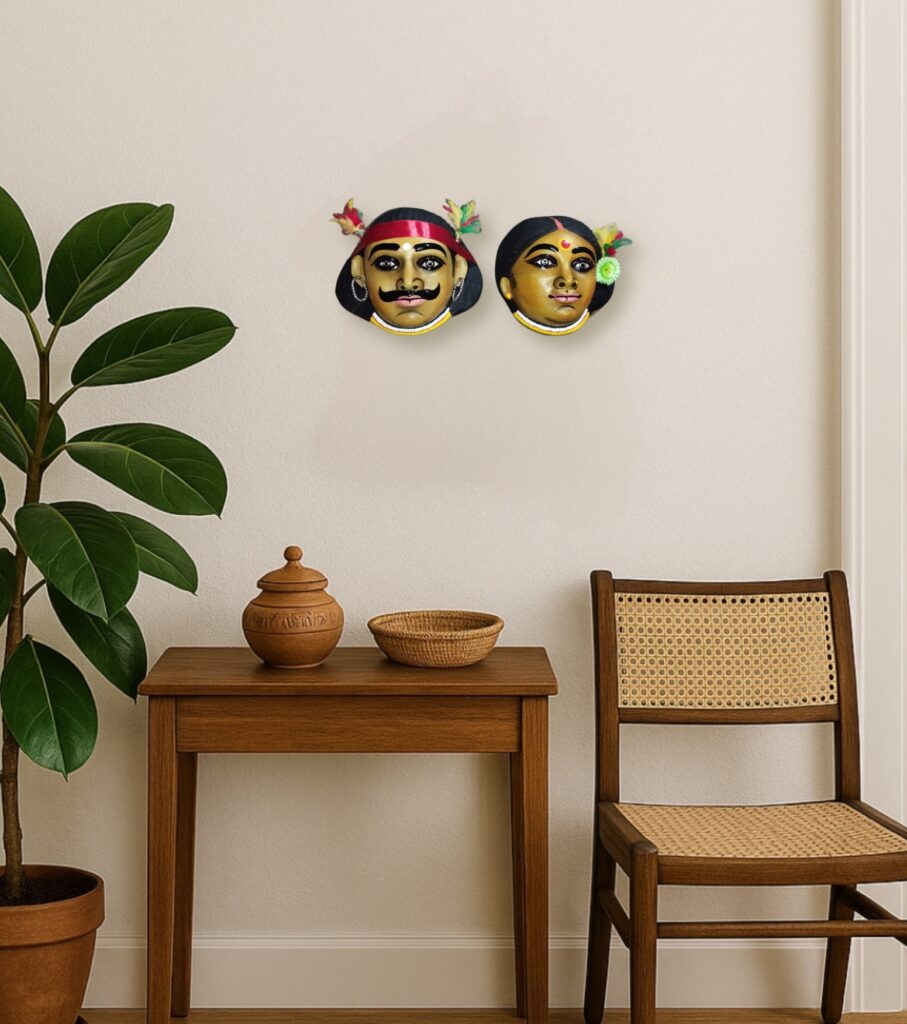 Raahr Bangla Shonar Juti – Golden Tribal Couple Masks