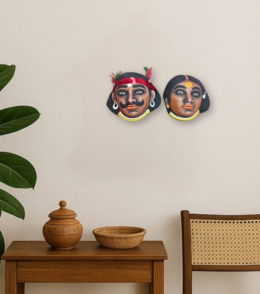 Raahr Bangla Lal-Shobuj Juti – Rustic Folk Couple Masks