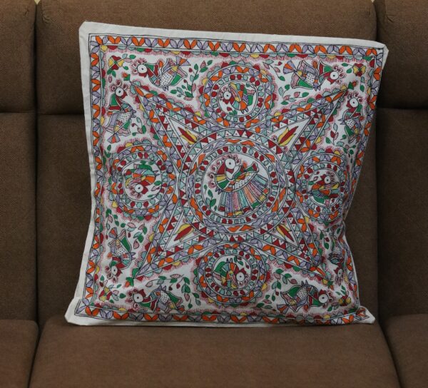 Madhubani Starbirds Cushion Cover
