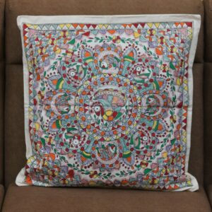 Madhubani Lotus Harmony Cushion Cover