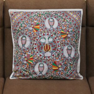 Madhubani Mystic Fish Cushion Cover