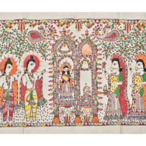 Ram Darbar – Divine Assembly" – Handpainted Madhubani Miniature