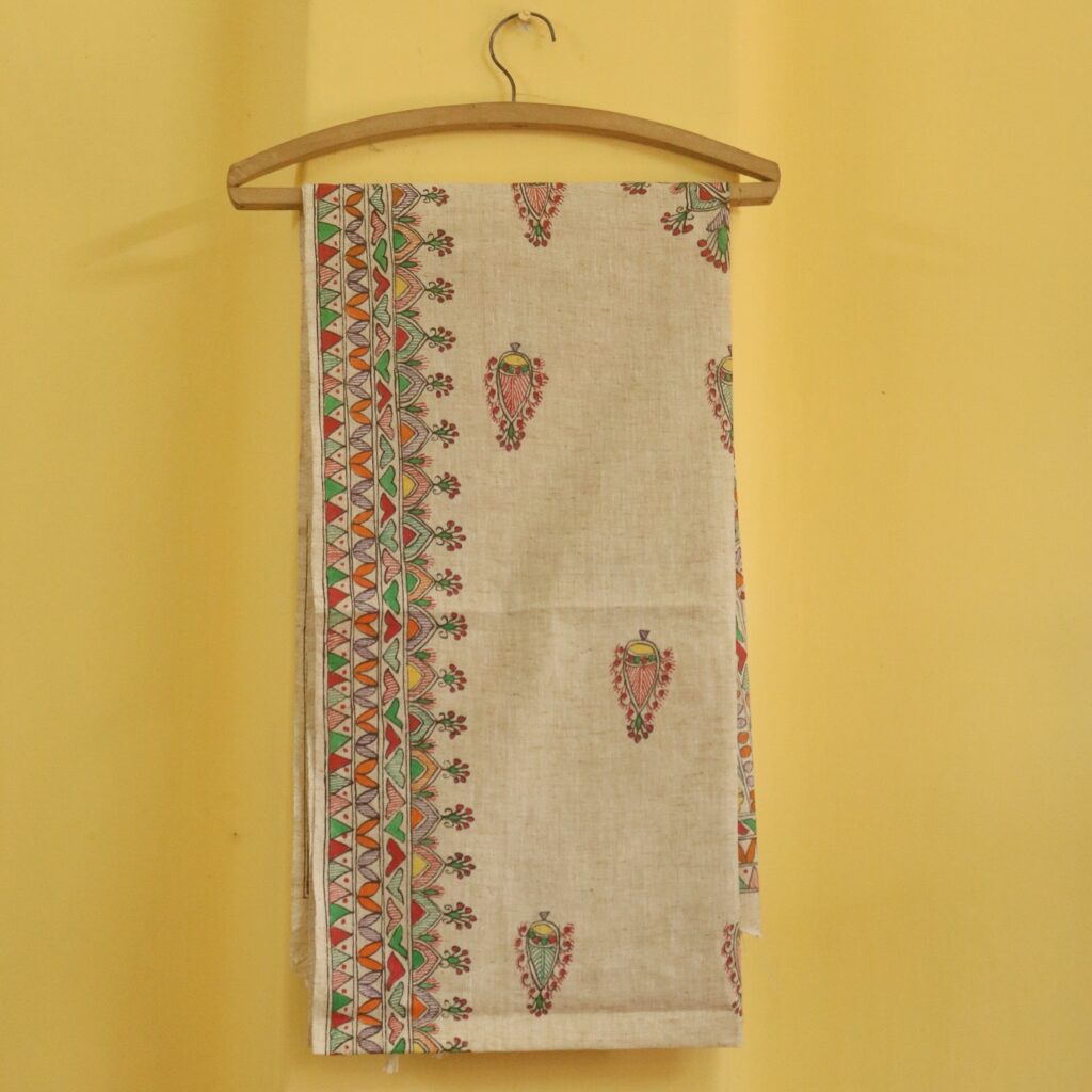 Terracotta Bloom Madhubani Cotton Dupatta