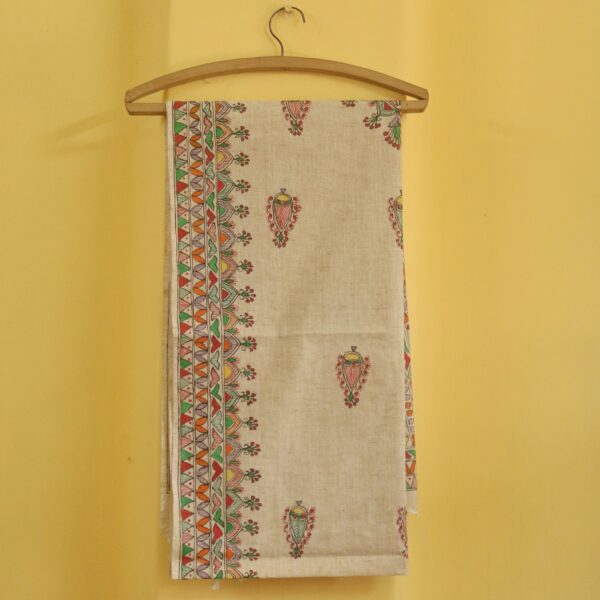 Terracotta Bloom Madhubani Cotton Dupatta