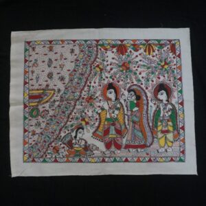 "Sita’s Agni Pariksha" – Handpainted Madhubani Art on Cotton