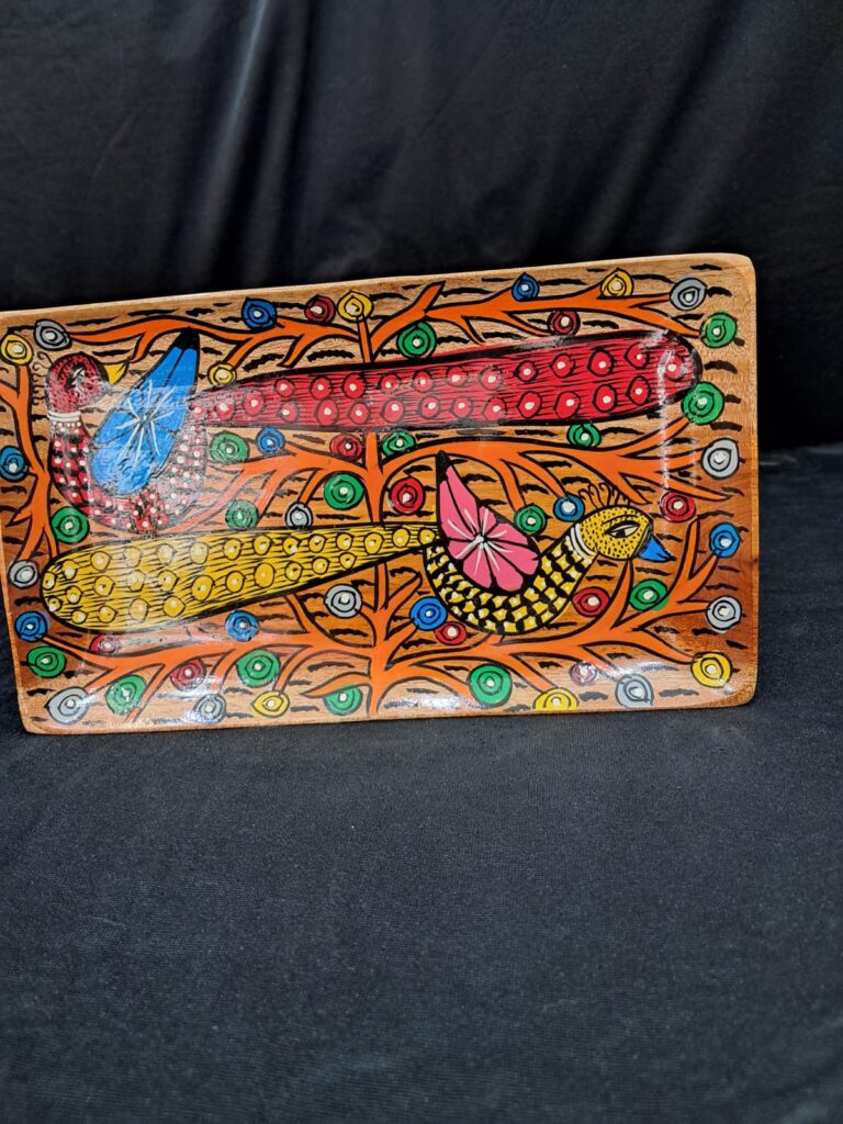 Peacock Parade – Handcrafted Wooden Tray