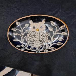 Night Watch – Oval Wooden Owl Tray