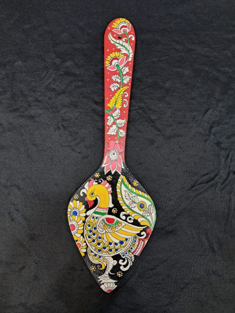 Peacock Glory – Handcrafted Wooden Spatula