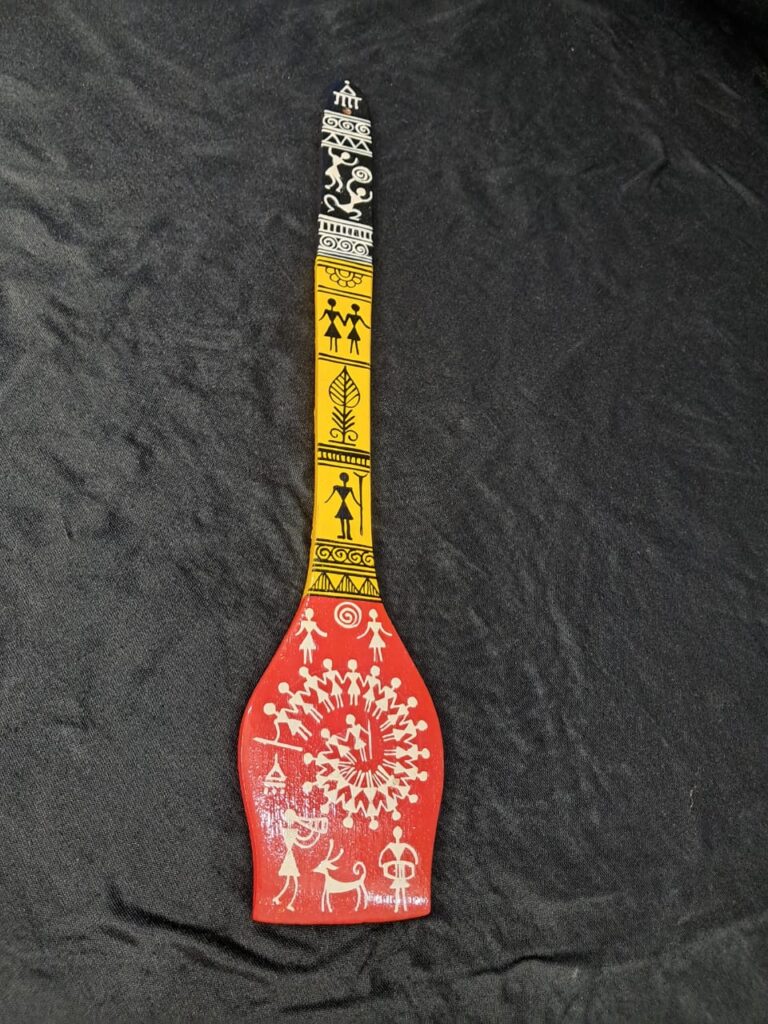 Handcrafted Warli Art Wooden Spatula – “Tribal Rhythm”
