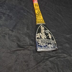 Handcrafted Warli Art Wooden Spatula – “River Life”